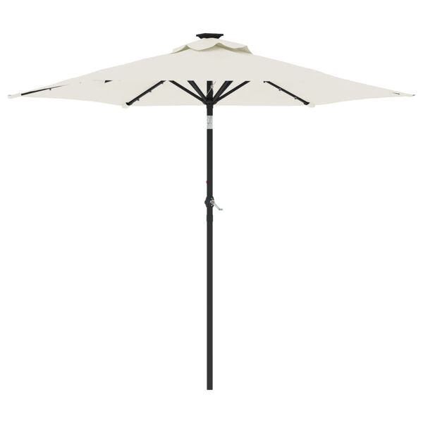 vidaXL parasol med LED-lys og st&aring;lstang 225x225x212 cm hvid