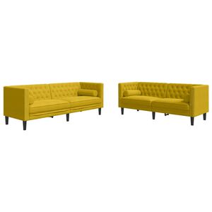 vidaXL 2-personers Chesterfield-sofas&aelig;t med puder fl&oslash;jl gul