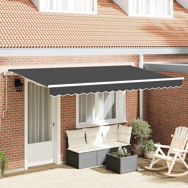vidaXL Utr&aelig;kkelig Markise Antracit 350 x 200 cm Stof