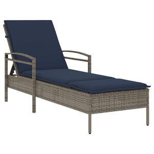 vidaXL liggestol med hynde gr&aring; 63x200x81 cm polyrattan (kun USA)