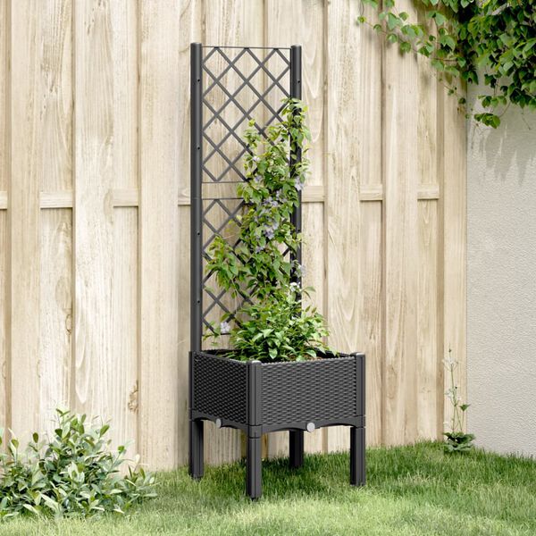 vidaXL plantekasse med espalier 40x40x142 cm PP sort