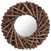 vidaXL v&aelig;gspejl 40 cm teak rund