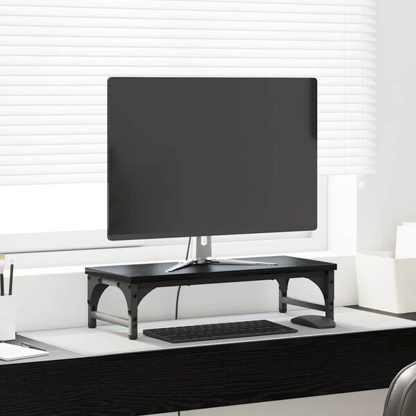 vidaXL Monitor Stativ Sort eg 55 x 23 x 14 cm Konstrueret træ