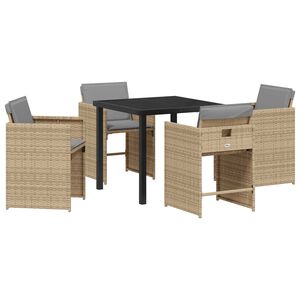 vidaXL Have Spisebordss&aelig;t 5 pcs Beige polyrattan