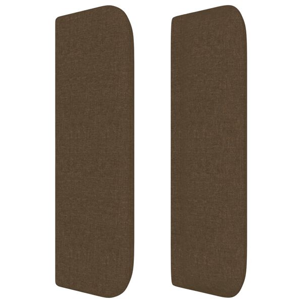 vidaXL sengegavl med kanter 183x16x78/88 cm stof m&oslash;rkebrun