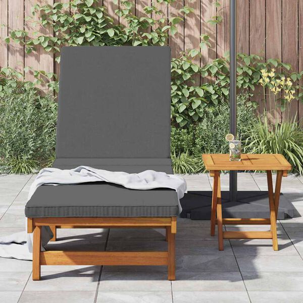 vidaXL Solstol med pude Brun 63 x 199 x 85cm Massivt akacietræ