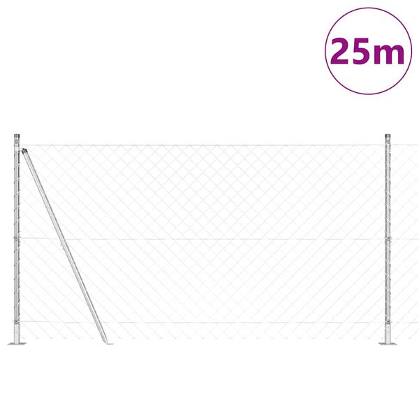 vidaXL Hegnsp&aelig;l S&oslash;lv 25 x 1,2 m (60 x 60 mm mesh) St&aring;l