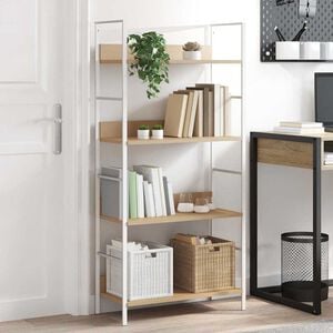 vidaXL bogreol 60x27,6x124,5 cm 4 hylder konstrueret tr&aelig; egetr&aelig;sfarve