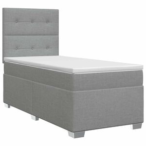 vidaXL Boxmadras med topmadras Lysegr&aring; 80 x 200 cm Stof