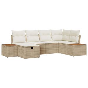 vidaXL Havesofa S&aelig;t med pude 6 pcs Beige Poly rattan