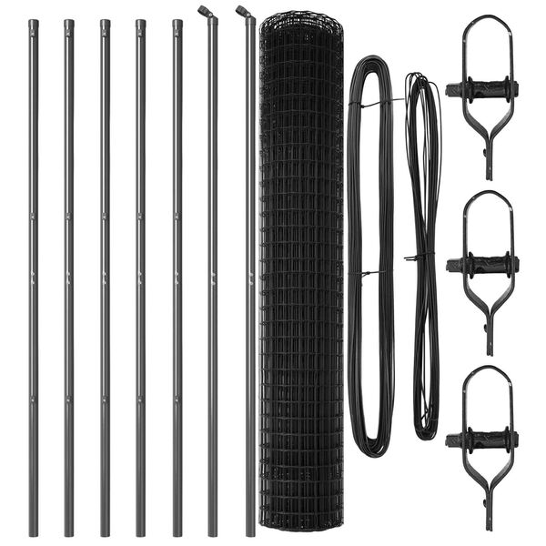 vidaXL Hegn med post Gr&aring; 1,5 x 10 m St&aring;l og PVC