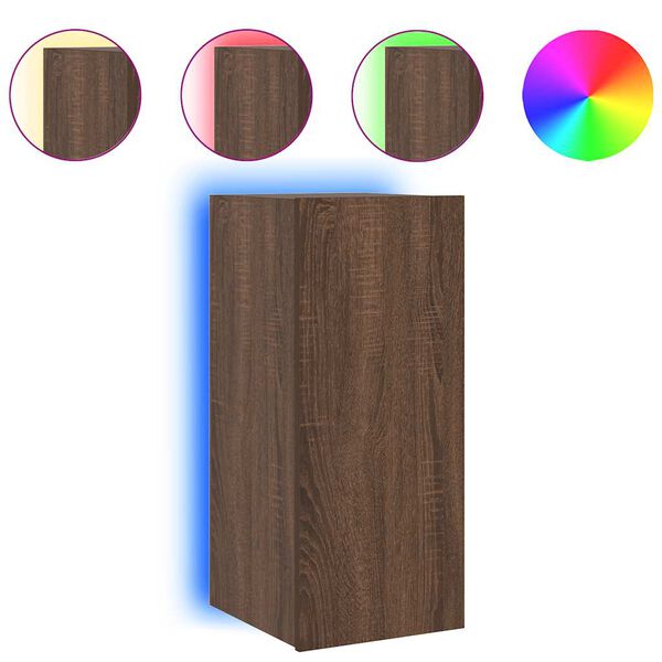 vidaXL v&aelig;gh&aelig;ngt tv-bord med LED-lys 30,5x35x70 cm brun egetr&aelig;sfarve