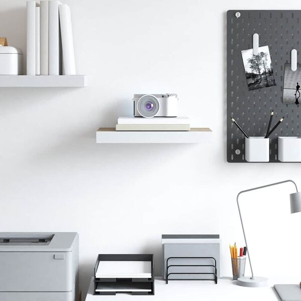 vidaXL v&aelig;ghylde 50x23x3,8 cm MDF egetr&aelig;sfarve og hvid