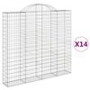 vidaXL buede gabionkurve 14 stk. 200x30x180/200 cm galvaniseret jern