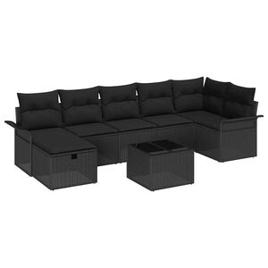 vidaXL Havesofa S&aelig;t med pude med opbevaring 8 pcs Sort Poly rattan
