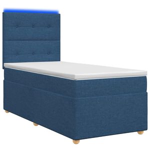 vidaXL Boxmadras med topmadras med hovedg&aelig;rde Bl&aring; 100 x 200 cm Stof