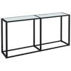 vidaXL konsolbord 160x35x75,5 cm h&aelig;rdet glas hvid marmor