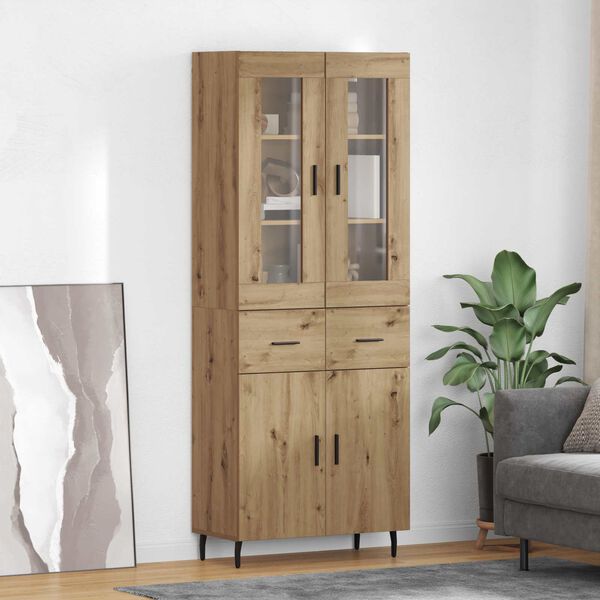 vidaXL Highboard med skuffe 2 pcs Artisan Egetr&aelig; Konstrueret tr&aelig;