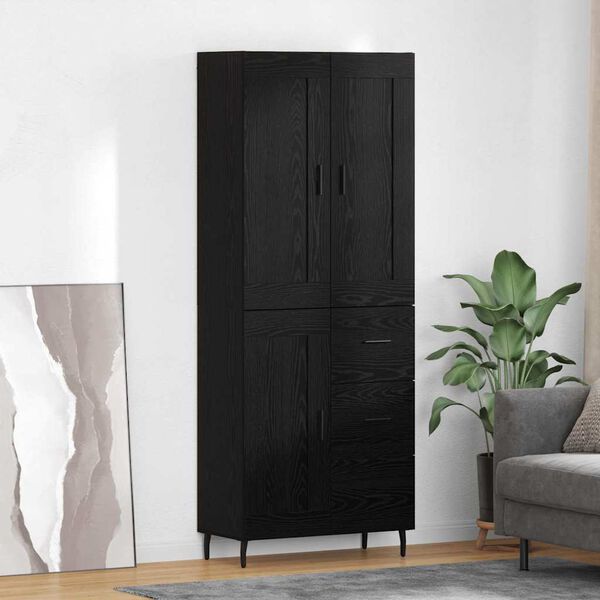 vidaXL Highboard med skuffe 2 pcs Sort eg Konstrueret tr&aelig;