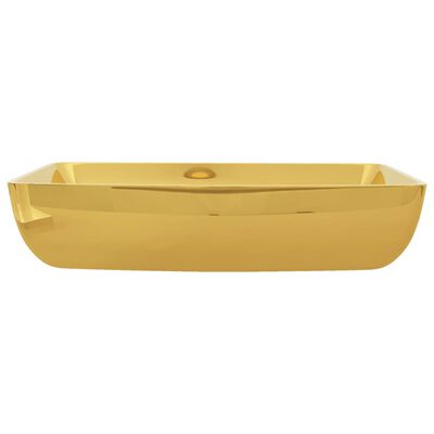 vidaXL håndvask 71 x 38 x 13,5 cm keramik guldfarvet