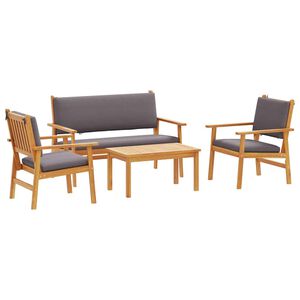 vidaXL Havesofa S&aelig;t 4 pcs Brun 120 x 65,5 x 79 cm Massivt Akacietr&aelig;
