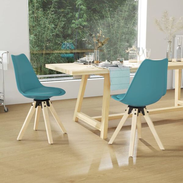 vidaXL drejelige spisebordsstole 2 stk. PP turkis