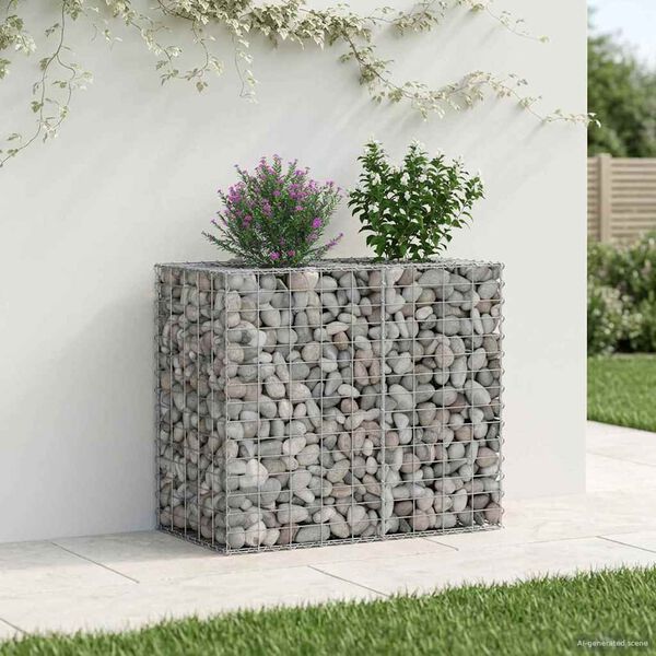 vidaXL Gabion h&oslash;jbed S&oslash;lv 90 x 50 x 80 cm Galvaniseret st&aring;l