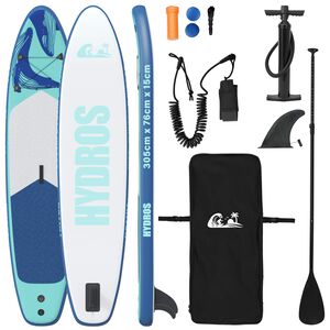 vidaXL Oppustelig Stand Up Paddle Board HYDROS 305 x 76 x 15 cm Turkis