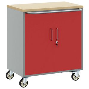 vidaXL Trolley rullev&aelig;rksted med hylde R&oslash;d og Gr&aring; 75 x 45 x 85 cm