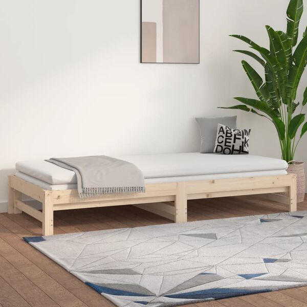 vidaXL daybed med udtr&aelig;k 2x(90x190) cm massivt fyrretr&aelig;