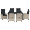 vidaXL Have Spisebordss&aelig;t med pude 7 pcs Lysegr&aring; polyrattan