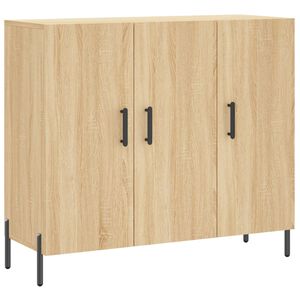 vidaXL skab 90x34x80 cm konstrueret tr&aelig; r&oslash;get egetr&aelig;sfarve