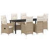 vidaXL Have Spisebordss&aelig;t 7 stk. Beige polyrattan
