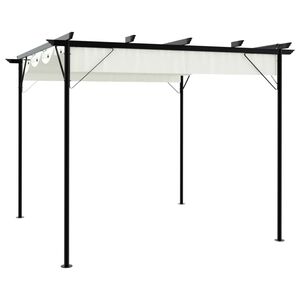 vidaXL pergola med tilbagetr&aelig;kkeligt tag 3x3 m st&aring;l cremefarvet