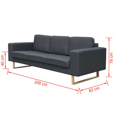 vidaXL 3-personers sofa i stof, mørkegrå
