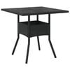 vidaXL havebord med glastop 80x80x75 cm polyrattan sort