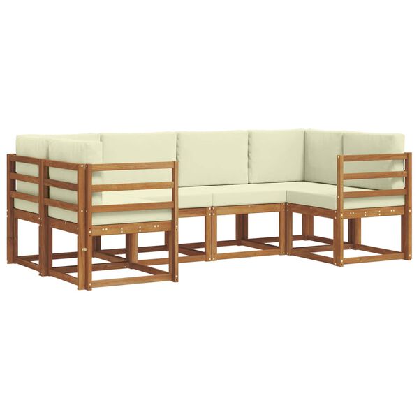 vidaXL Udend&oslash;rs sofagruppe med pude 6 pcs Naturlig og Fl&oslash;de