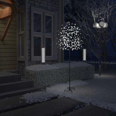 vidaXL juletræ 220 LED'er kirsebærblomst 220 cm koldt hvidt lys