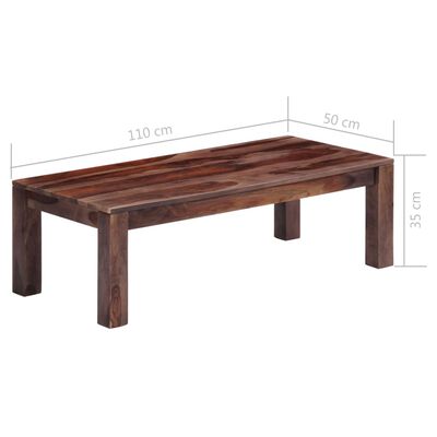 vidaXL sofabord 110 x 50 x 35 cm massivt sheeshamtræ grå
