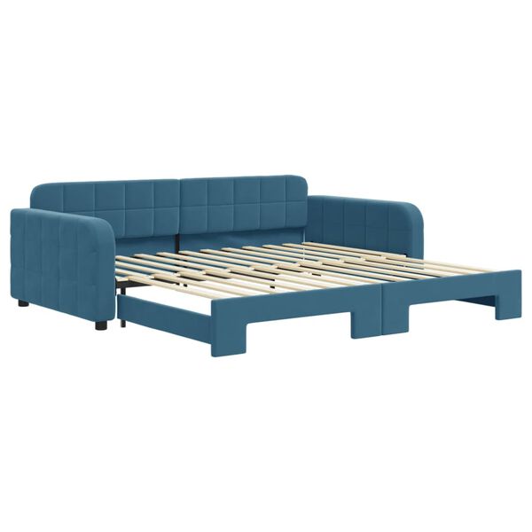 vidaXL daybed med udtr&aelig;k 100x200 cm velour bl&aring;