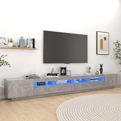 vidaXL tv-skab med LED-lys 300x35x40 cm betongrå