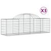 vidaXL buede gabionkurve 3 stk. 200x50x60/80 cm galvaniseret jern