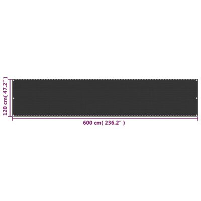 vidaXL altanafskærmning 120x600 cm HDPE antracitgrå