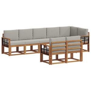 vidaXL Udend&oslash;rs sofagruppe med pude 8 pcs Naturlig og Lys Gr&aring;