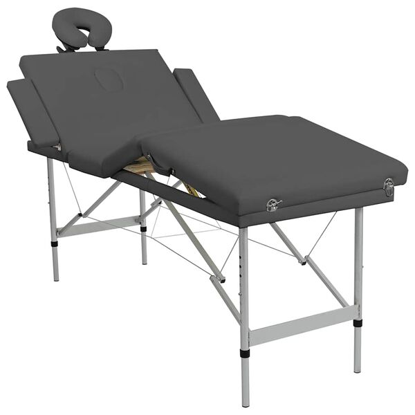 vidaXL massagebord med 4 zoner aluminiumsstel 186 x 68 cm antracitgr&aring;