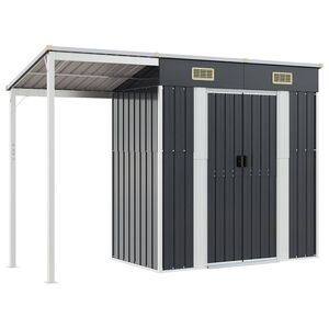 vidaXL haveskur med udvidet tag 277x107x181 cm st&aring;l antracitgr&aring;