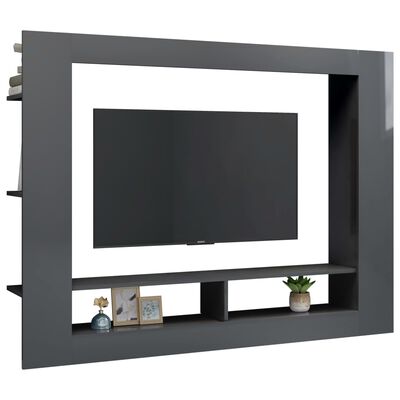 vidaXL tv-bord 152x22x113 cm konstrueret træ grå højglans