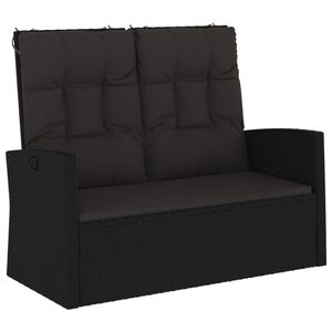vidaXL haveb&aelig;nk med hynder 118 cm polyrattan sort