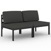 vidaXL 2-personers havesofa med hynder aluminium antracitgr&aring;
