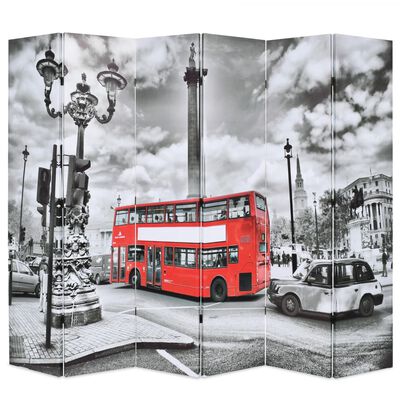vidaXL foldbar rumdeler 228 x 170 cm London bus sort og hvid